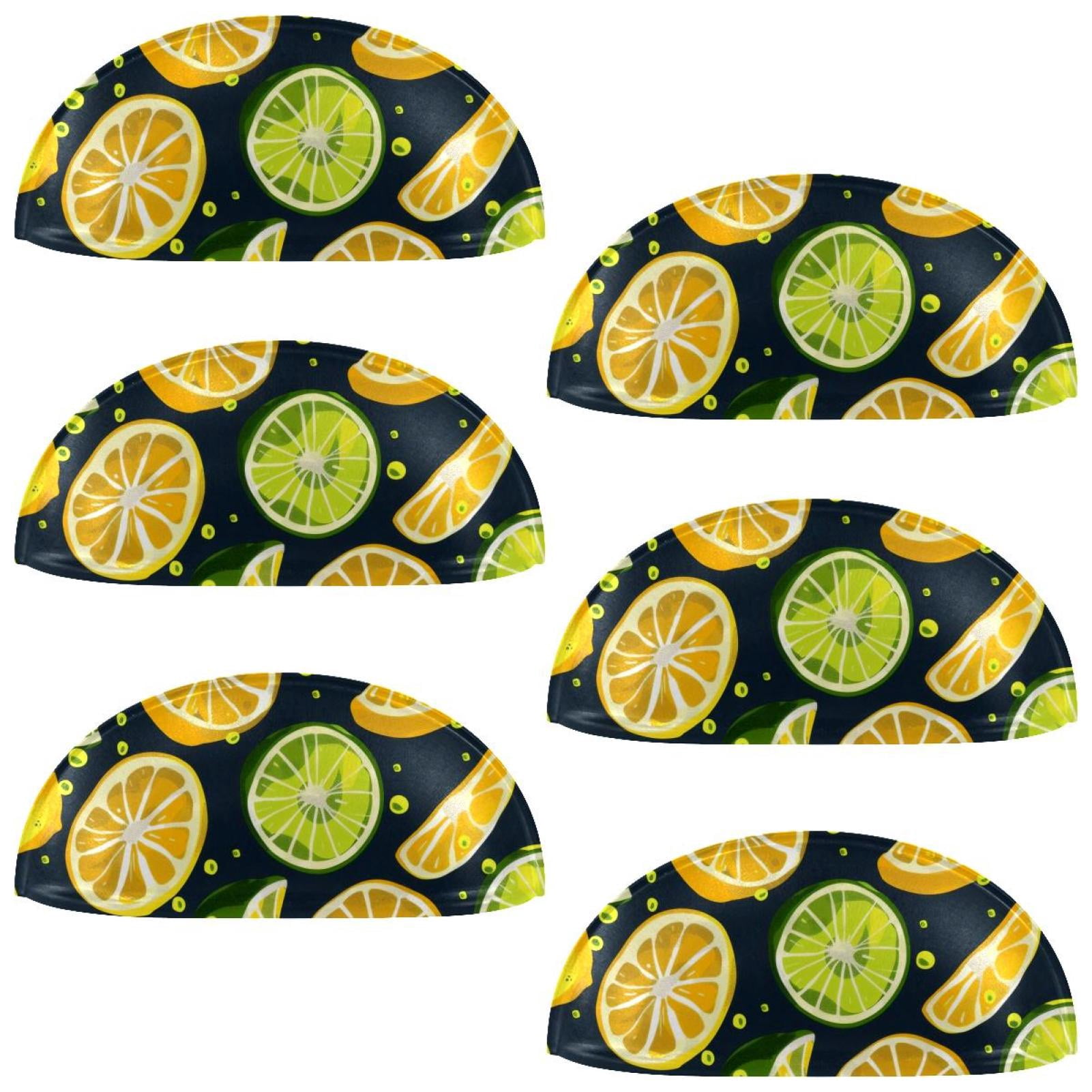 PhooArto 6 Pcs Cup Drawer Pulls, Lemon Citrus Lime Pattern Shell Shape Handles Cabinet Knobs for Dresser Cupboard Closet Wardrobe with Screws