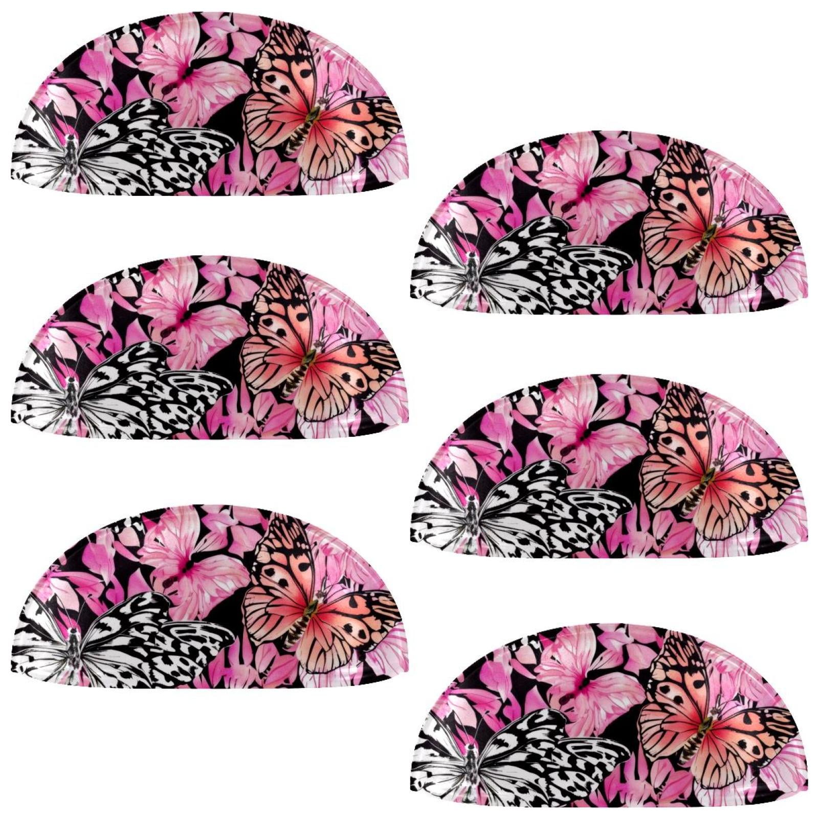 PhooArto 6 Pcs Cup Drawer Pulls, Leopard Butterfly Pink Pattern Shell Shape Handles Cabinet Knobs for Dresser Cupboard Closet Wardrobe with Screws