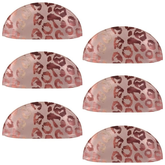 PhooArto 6 Pcs Cup Drawer Pulls, Leopard Rose Gold Pattern Shell Shape Handles Cabinet Knobs for Dresser Cupboard Closet Wardrobe with Screws
