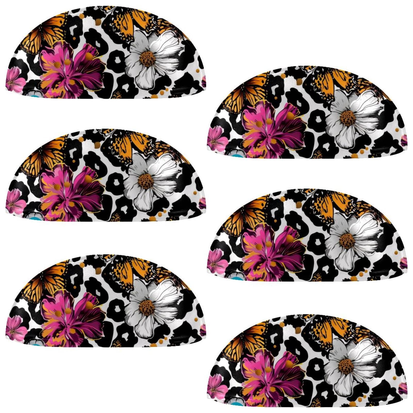 PhooArto 6 Pcs Cup Drawer Pulls, Leopard Spots Butterfly Flower Shell Shape Handles Cabinet Knobs for Dresser Cupboard Closet Wardrobe with Screws