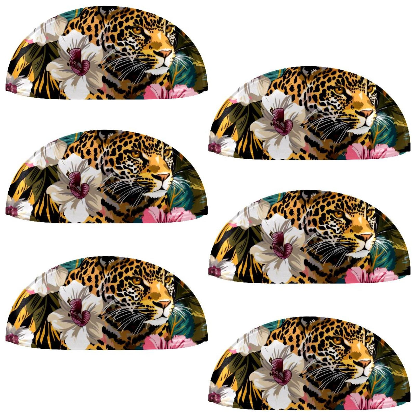 PhooArto 6 Pcs Cup Drawer Pulls, Leopard with Flower Patterns Shell Shape Handles Cabinet Knobs for Dresser Cupboard Closet Wardrobe with Screws
