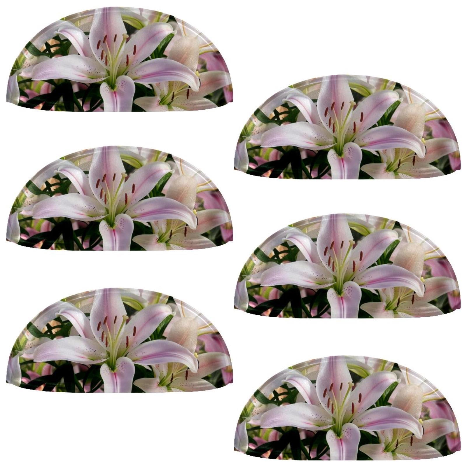 PhooArto 6 Pcs Cup Drawer Pulls, Lily Flowers Blooming Shell Shape Handles Cabinet Knobs for Dresser Cupboard Closet Wardrobe with Screws