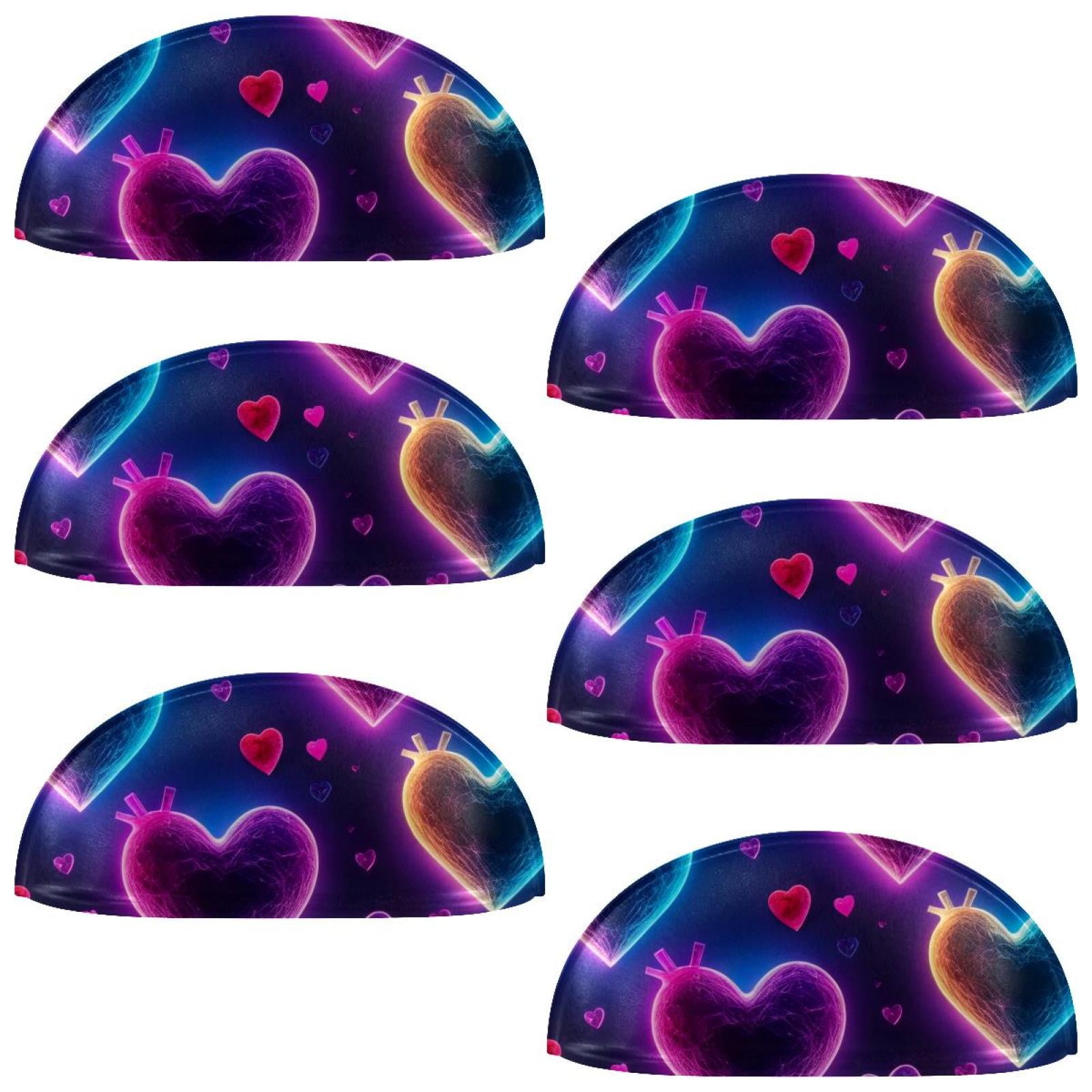 PhooArto 6 Pcs Cup Drawer Pulls, Love Heart Colorful Pattern Shell Shape Handles Cabinet Knobs for Dresser Cupboard Closet Wardrobe with Screws