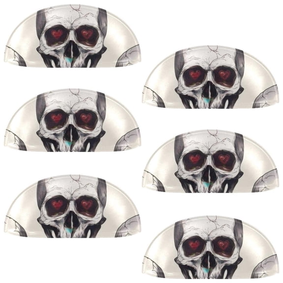 PhooArto 6 Pcs Cup Drawer Pulls, Love Heart Skull Shell Shape Handles Cabinet Knobs for Dresser Cupboard Closet Wardrobe with Screws