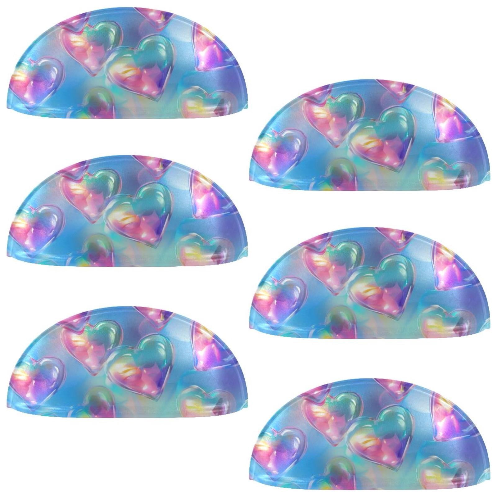 PhooArto 6 Pcs Cup Drawer Pulls, Love Hearts Rainbow Shell Shape Handles Cabinet Knobs for Dresser Cupboard Closet Wardrobe with Screws