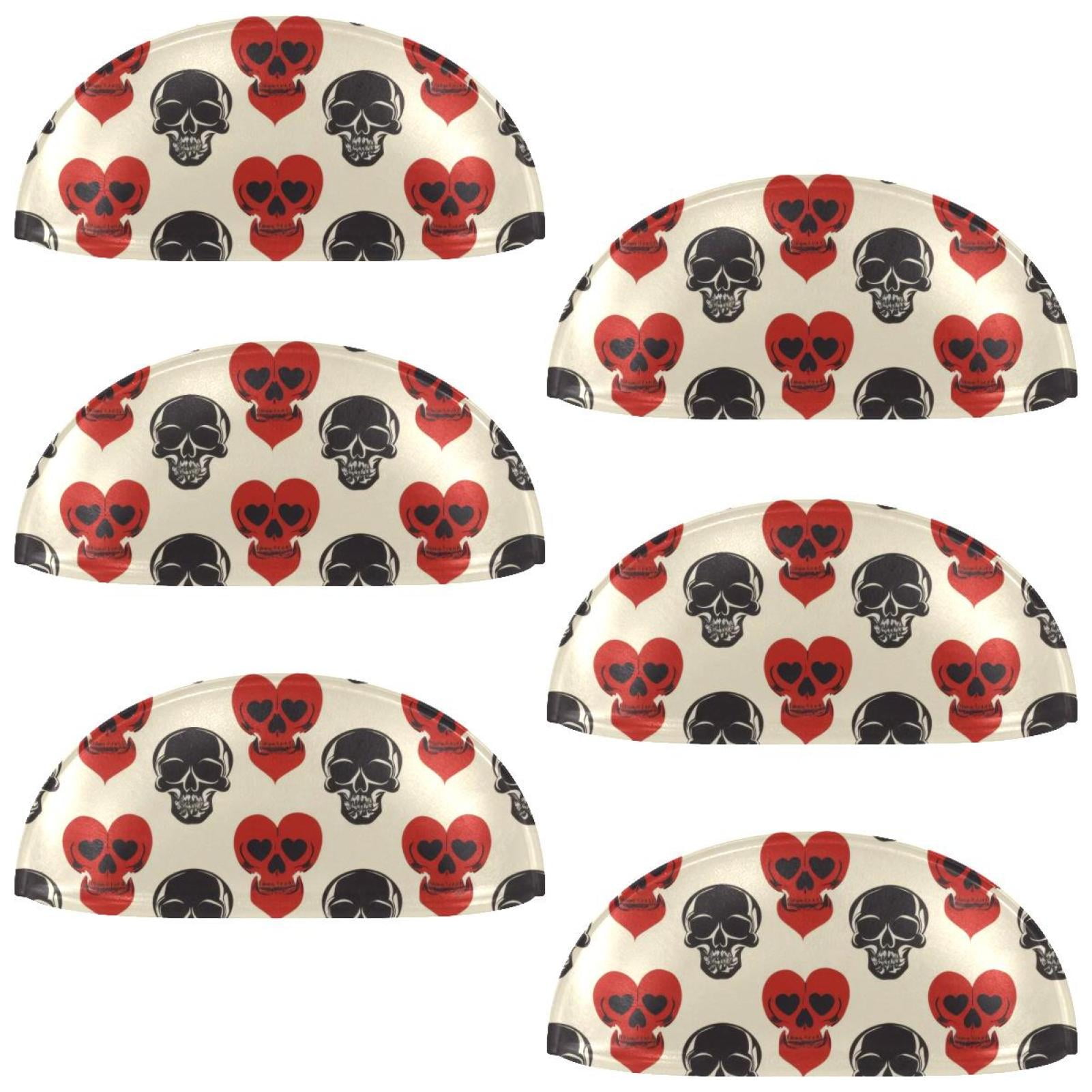 PhooArto 6 Pcs Cup Drawer Pulls, Love Skull Pattern Shell Shape Handles Cabinet Knobs for Dresser Cupboard Closet Wardrobe with Screws