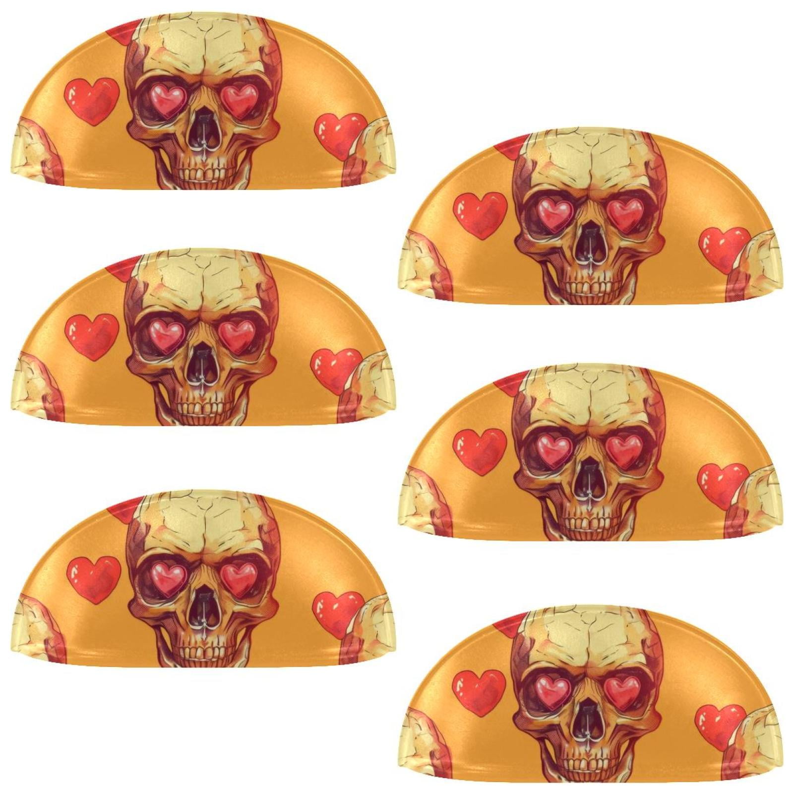 PhooArto 6 Pcs Cup Drawer Pulls, Love Skull Pattern Shell Shape Handles Cabinet Knobs for Dresser Cupboard Closet Wardrobe with Screws