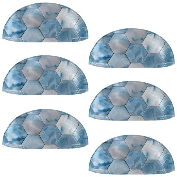 PhooArto 6 Pcs Cup Drawer Pulls, Marble Honeycomb Sky Blue Pattern Shell Shape Handles Cabinet Knobs for Dresser Cupboard Closet Wardrobe with Screws