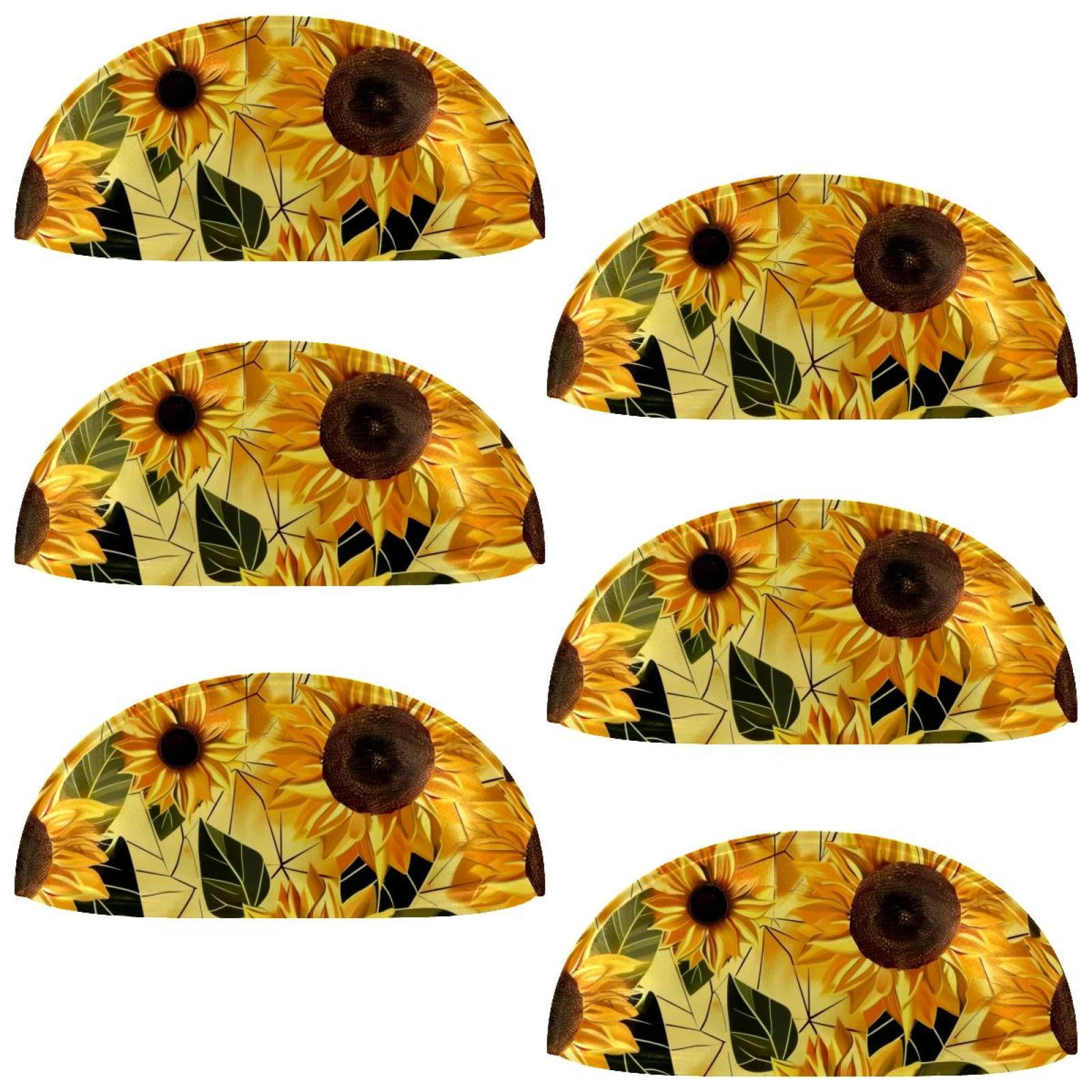 PhooArto 6 Pcs Cup Drawer Pulls, Math Polygonal Sunflowers Golden Pattern Shell Shape Handles Cabinet Knobs for Dresser Cupboard Closet Wardrobe with Screws
