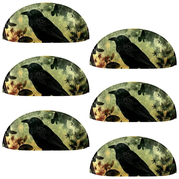 PhooArto 6 Pcs Cup Drawer Pulls, Moon Crow Moth Flowers Shell Shape Handles Cabinet Knobs for Dresser Cupboard Closet Wardrobe with Screws