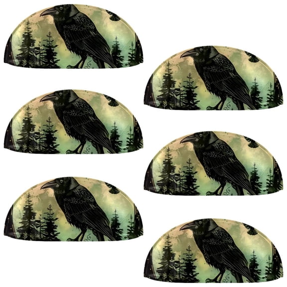 PhooArto 6 Pcs Cup Drawer Pulls, Moon Crow Moth Plant Shell Shape Handles Cabinet Knobs for Dresser Cupboard Closet Wardrobe with Screws