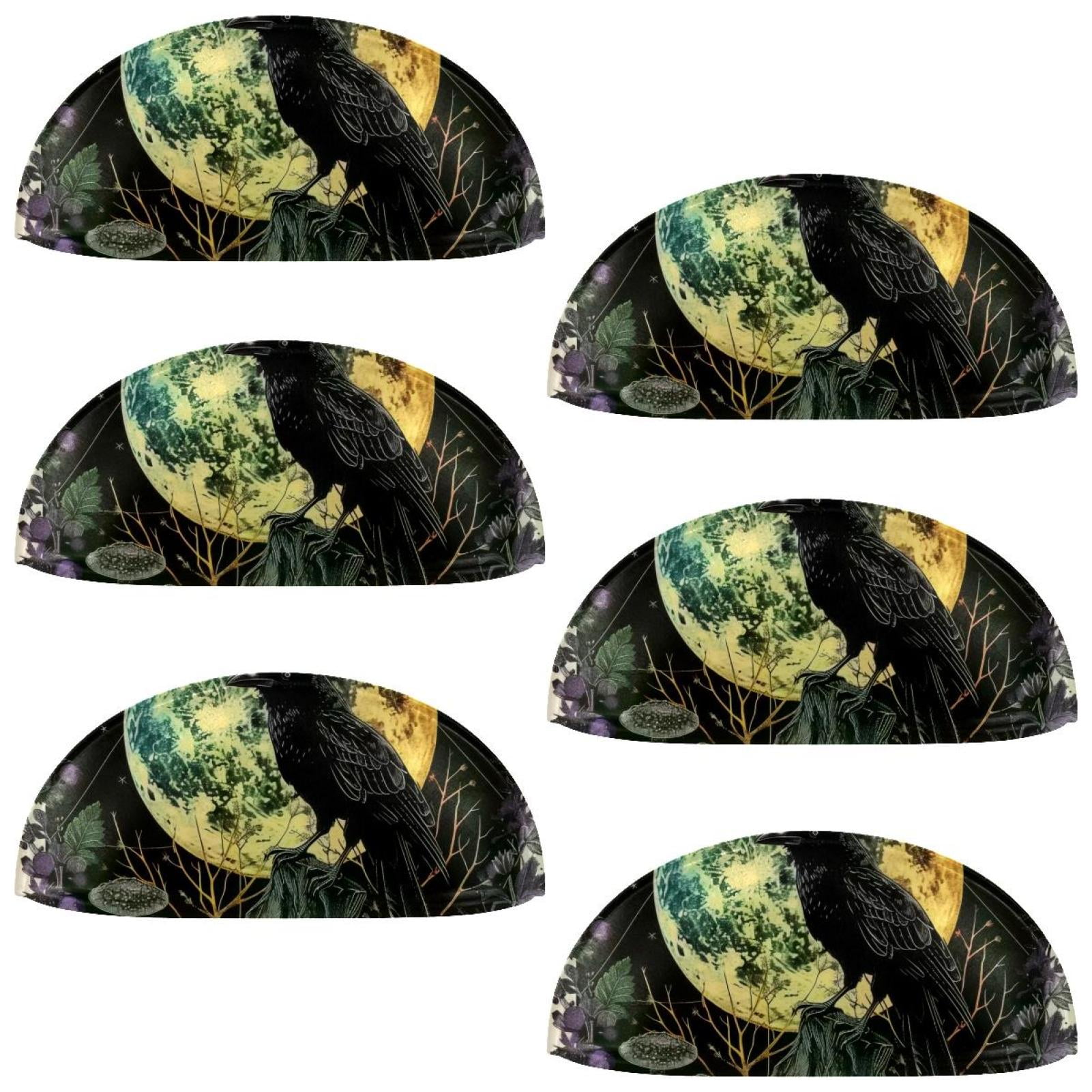 PhooArto 6 Pcs Cup Drawer Pulls, Moon Tree Leaves Crow Shell Shape Handles Cabinet Knobs for Dresser Cupboard Closet Wardrobe with Screws