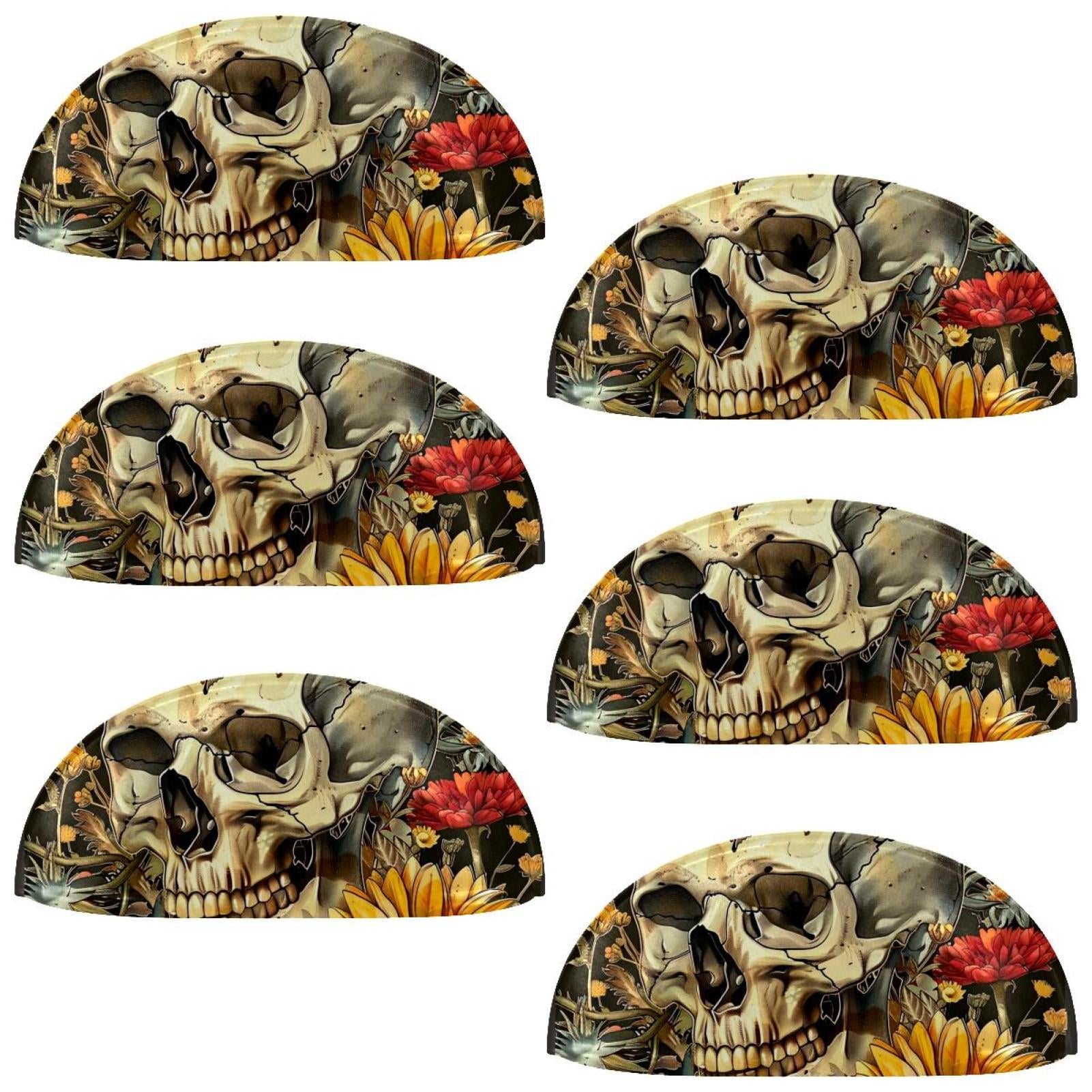 PhooArto 6 Pcs Cup Drawer Pulls, Mushroom Sunflower Skull Butterfly Shell Shape Handles Cabinet Knobs for Dresser Cupboard Closet Wardrobe with Screws