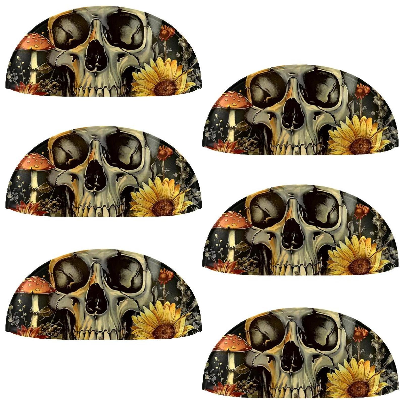 PhooArto 6 Pcs Cup Drawer Pulls, Mushroom Sunflower Skull Shell Shape Handles Cabinet Knobs for Dresser Cupboard Closet Wardrobe with Screws