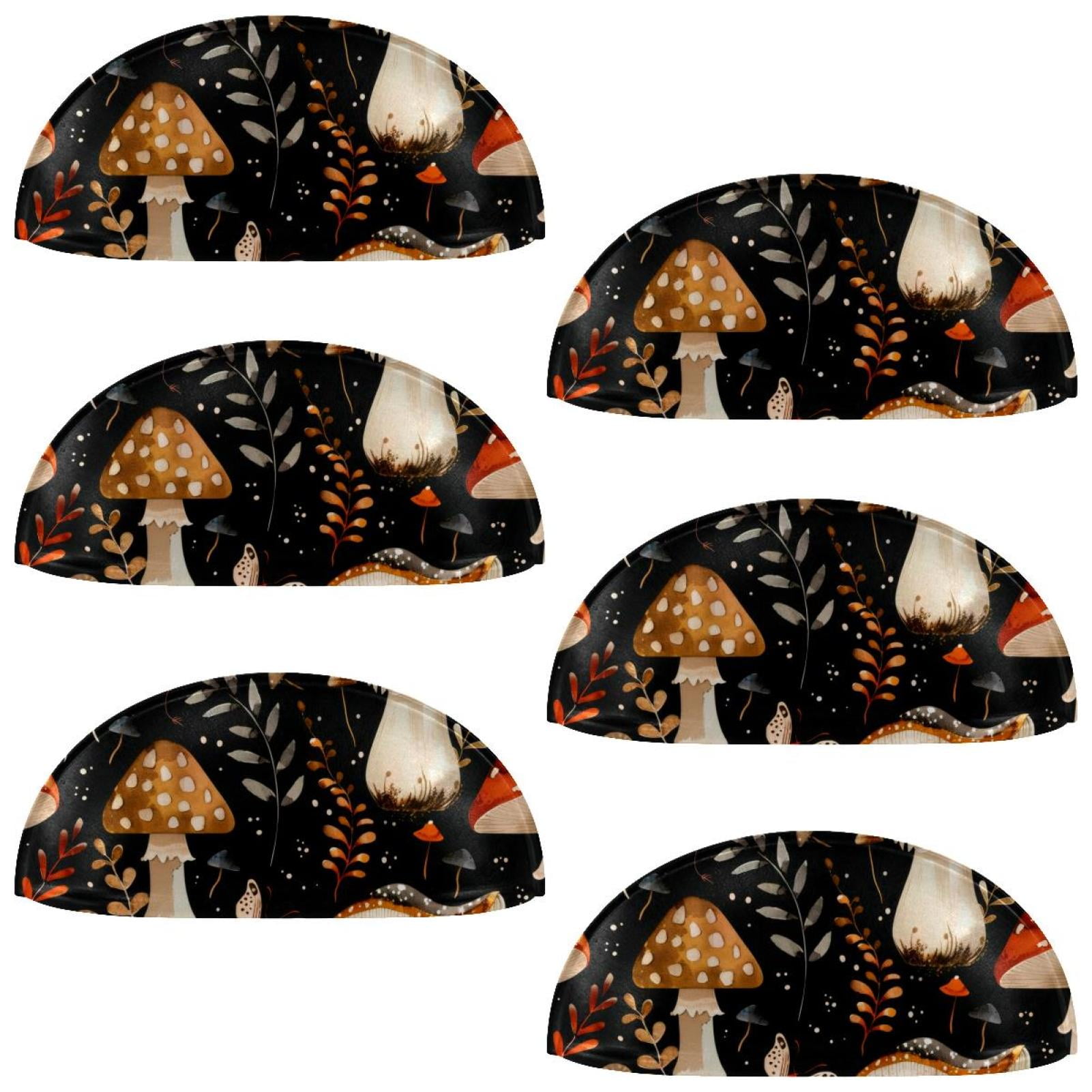 PhooArto 6 Pcs Cup Drawer Pulls, Mushrooms and Butterflies Pattern Shell Shape Handles Cabinet Knobs for Dresser Cupboard Closet Wardrobe with Screws