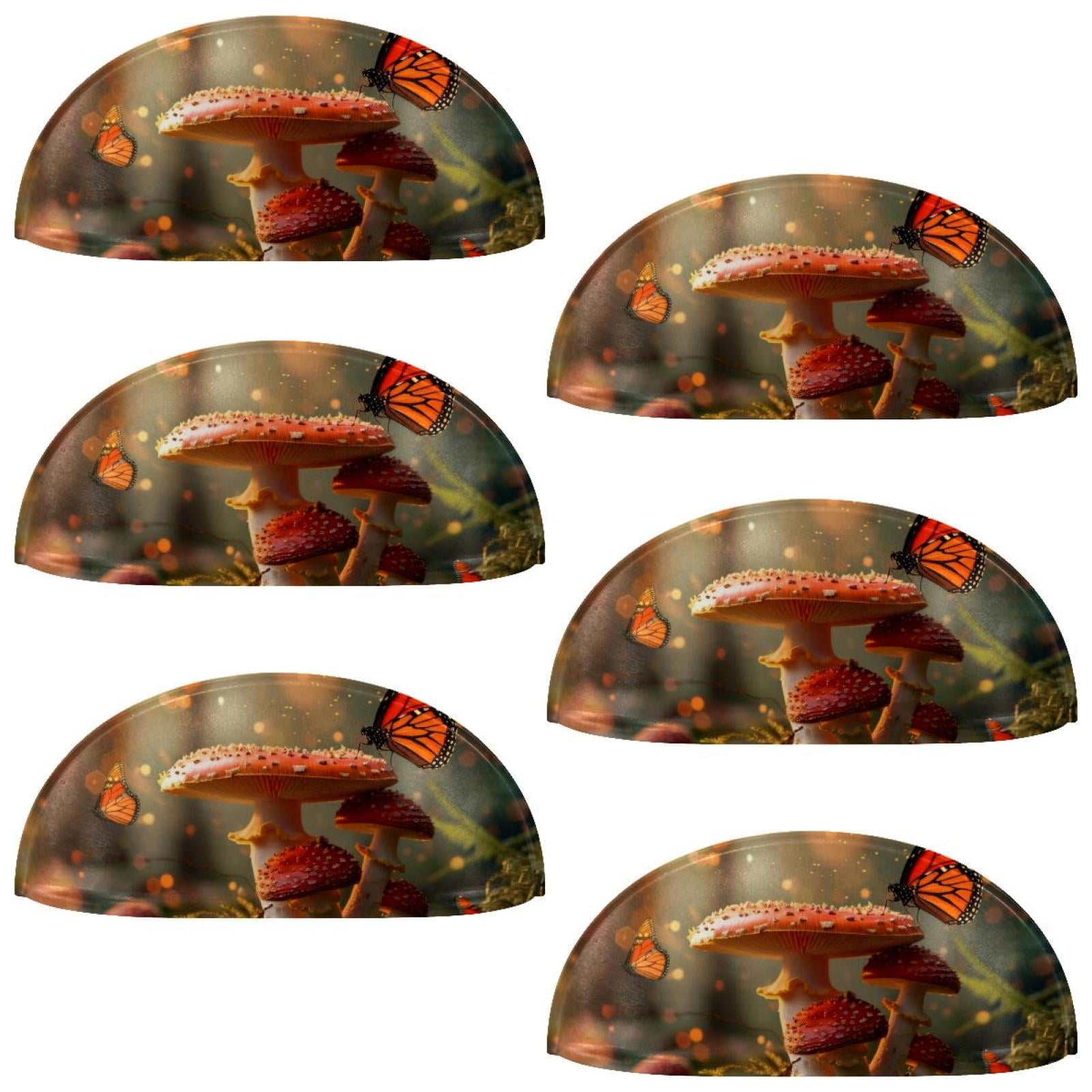 PhooArto 6 Pcs Cup Drawer Pulls, Mushrooms and Butterfly Shell Shape Handles Cabinet Knobs for Dresser Cupboard Closet Wardrobe with Screws
