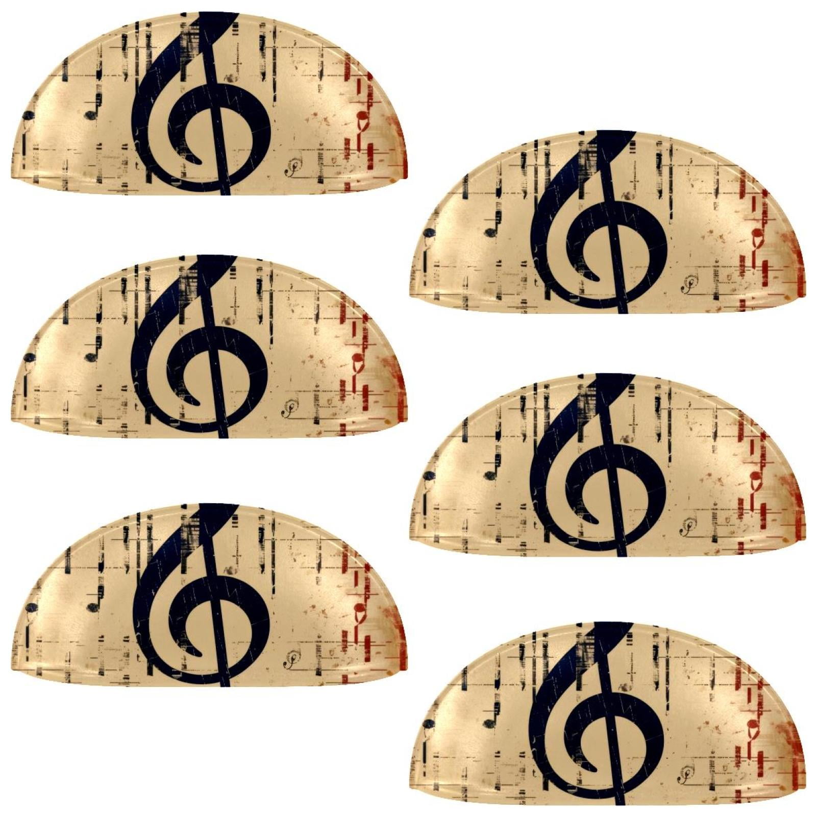 PhooArto 6 Pcs Cup Drawer Pulls, Music Note Retro Print Shell Shape Handles Cabinet Knobs for Dresser Cupboard Closet Wardrobe with Screws