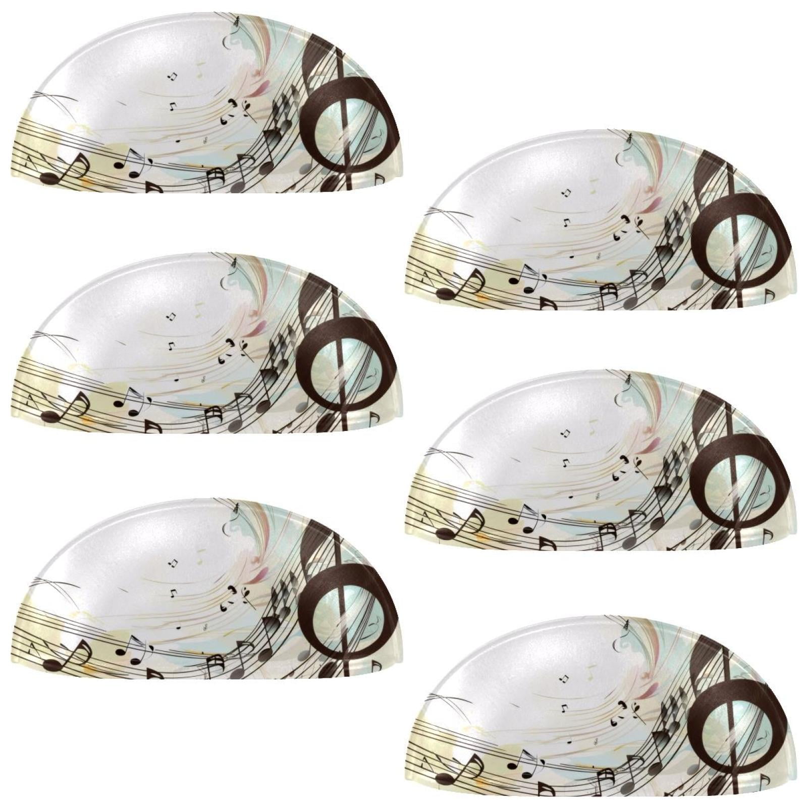 PhooArto 6 Pcs Cup Drawer Pulls, Music Note Staff Shell Shape Handles Cabinet Knobs for Dresser Cupboard Closet Wardrobe with Screws