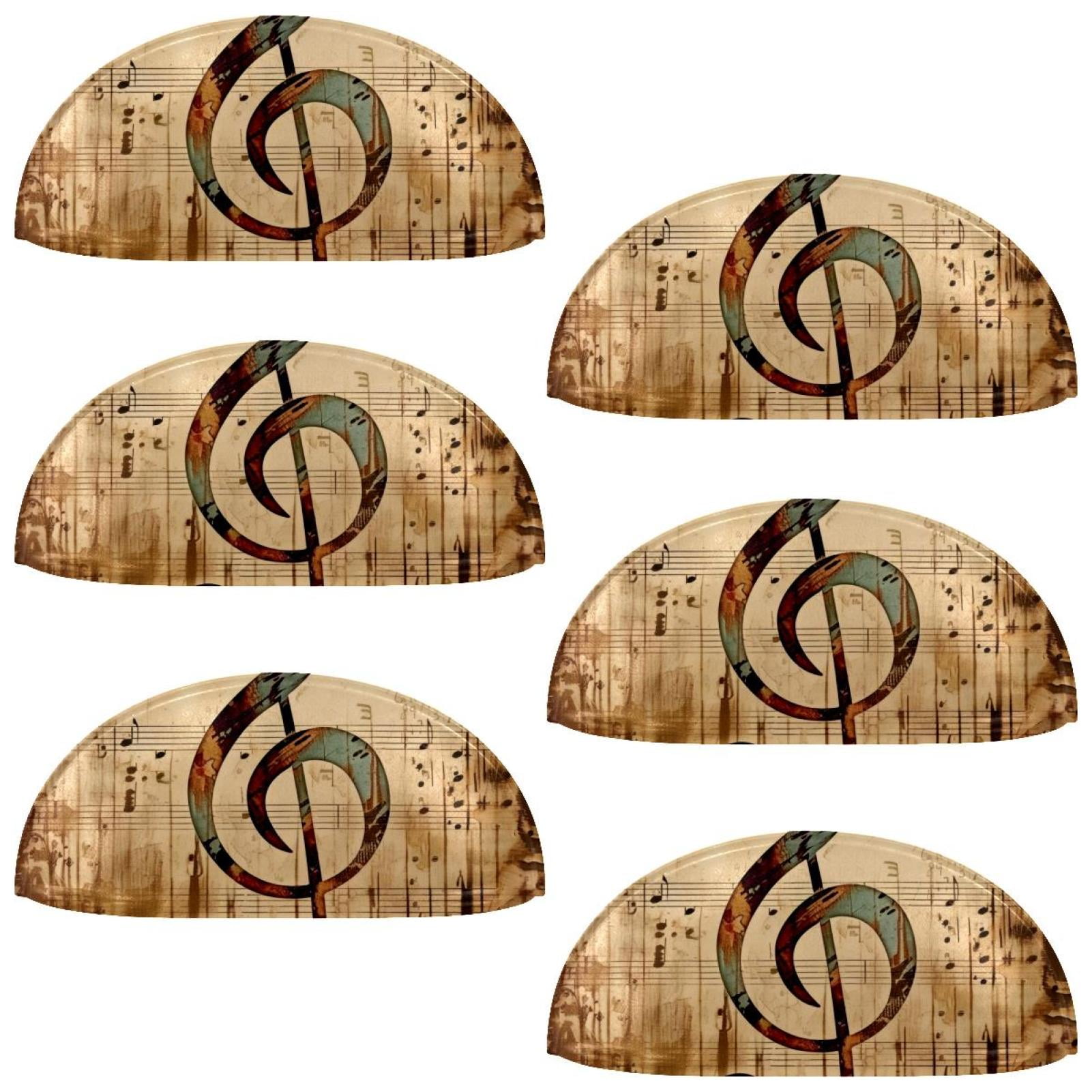 PhooArto 6 Pcs Cup Drawer Pulls, Music Note Vintage Print Shell Shape Handles Cabinet Knobs for Dresser Cupboard Closet Wardrobe with Screws