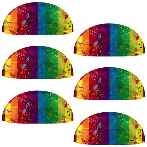 PhooArto 6 Pcs Cup Drawer Pulls, Music Notes Rainbow Print Shell Shape Handles Cabinet Knobs for Dresser Cupboard Closet Wardrobe with Screws