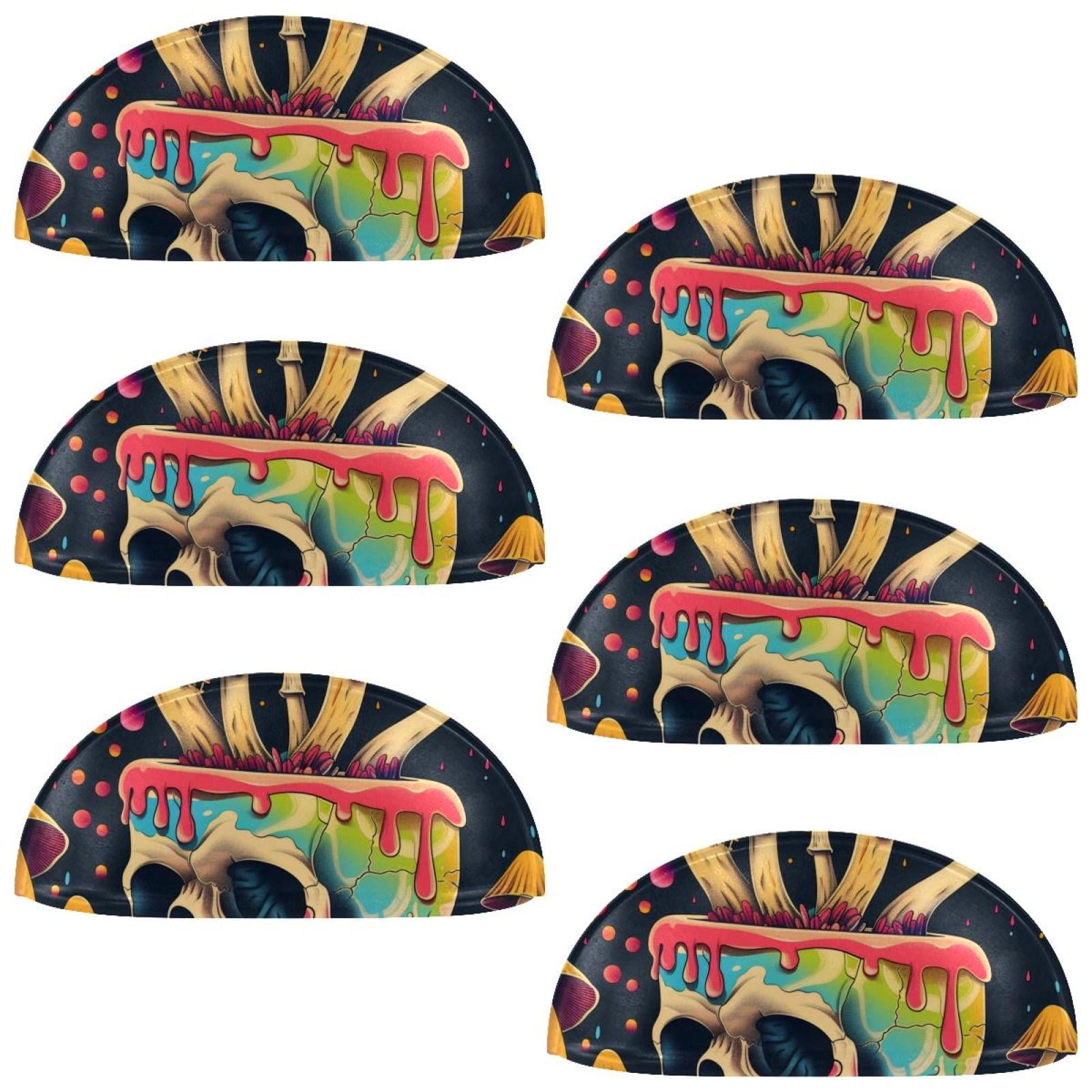 PhooArto 6 Pcs Cup Drawer Pulls, Mystical Skull Mushrooms Shell Shape Handles Cabinet Knobs for Dresser Cupboard Closet Wardrobe with Screws