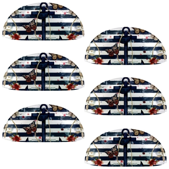 PhooArto 6 Pcs Cup Drawer Pulls, Nautical Anchor Floral Butterfly Stripe Shell Shape Handles Cabinet Knobs for Dresser Cupboard Closet Wardrobe with Screws