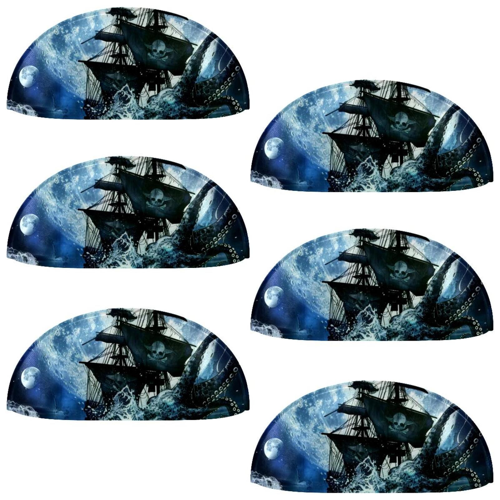 PhooArto 6 Pcs Cup Drawer Pulls, Navy Blue Octopus Ship Shell Shape Handles Cabinet Knobs for Dresser Cupboard Closet Wardrobe with Screws