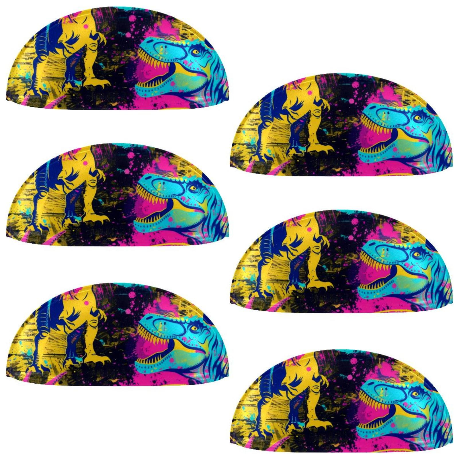 PhooArto 6 Pcs Cup Drawer Pulls, Neon Animal Dinosaur Pattern Shell Shape Handles Cabinet Knobs for Dresser Cupboard Closet Wardrobe with Screws