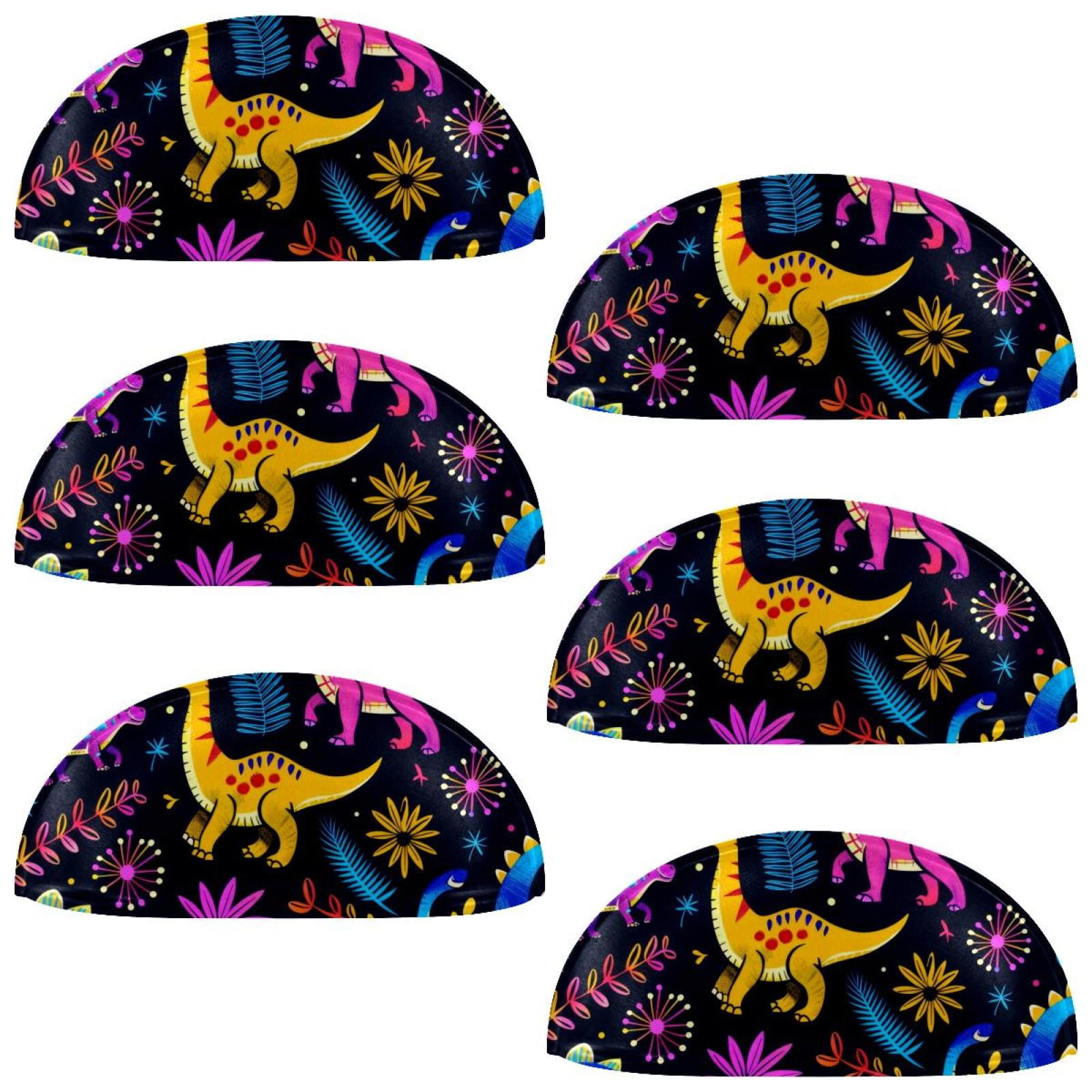 PhooArto 6 Pcs Cup Drawer Pulls, Neon Animals Dinosaurs Pattern Shell Shape Handles Cabinet Knobs for Dresser Cupboard Closet Wardrobe with Screws