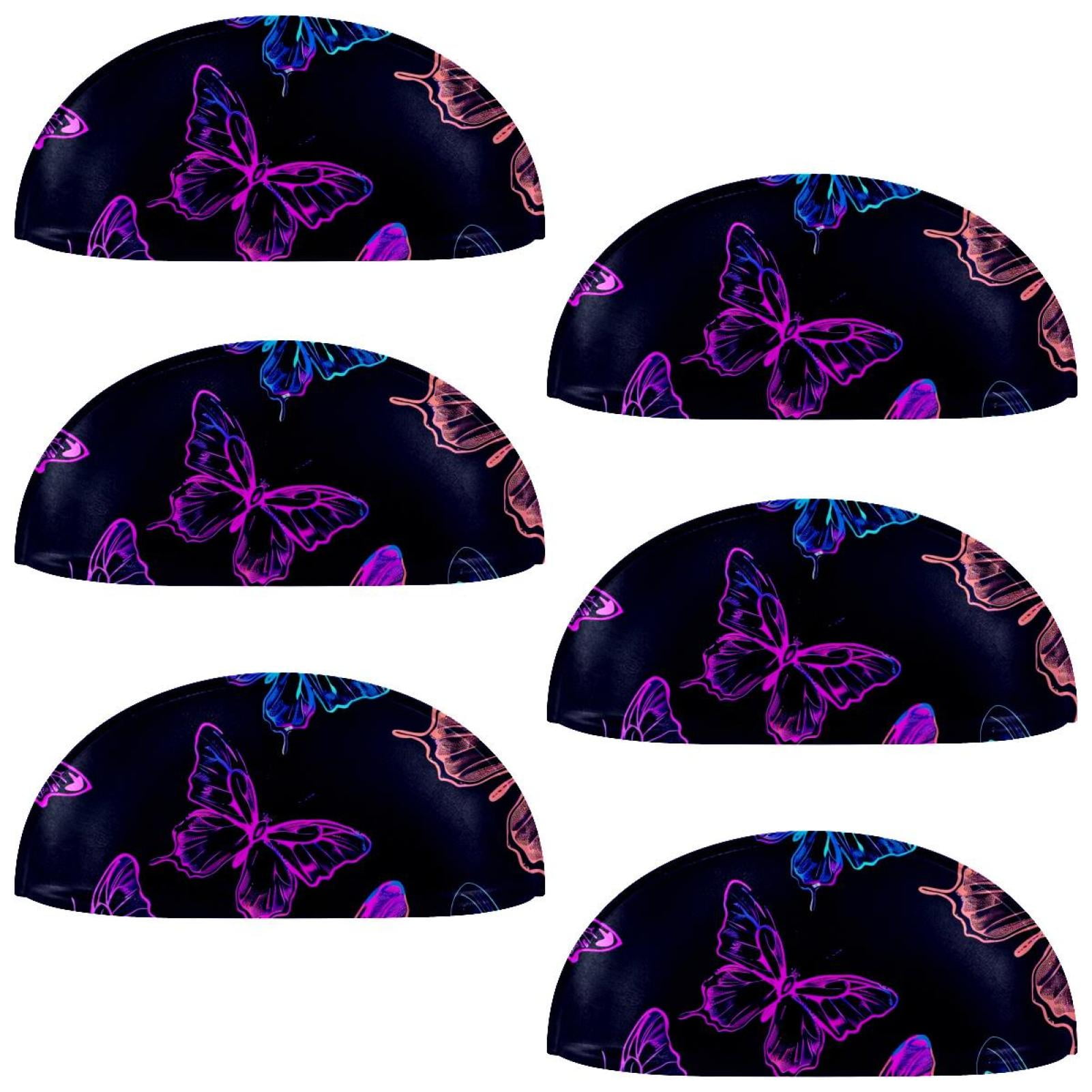 PhooArto 6 Pcs Cup Drawer Pulls, Neon Butterflies Pattern Shell Shape Handles Cabinet Knobs for Dresser Cupboard Closet Wardrobe with Screws