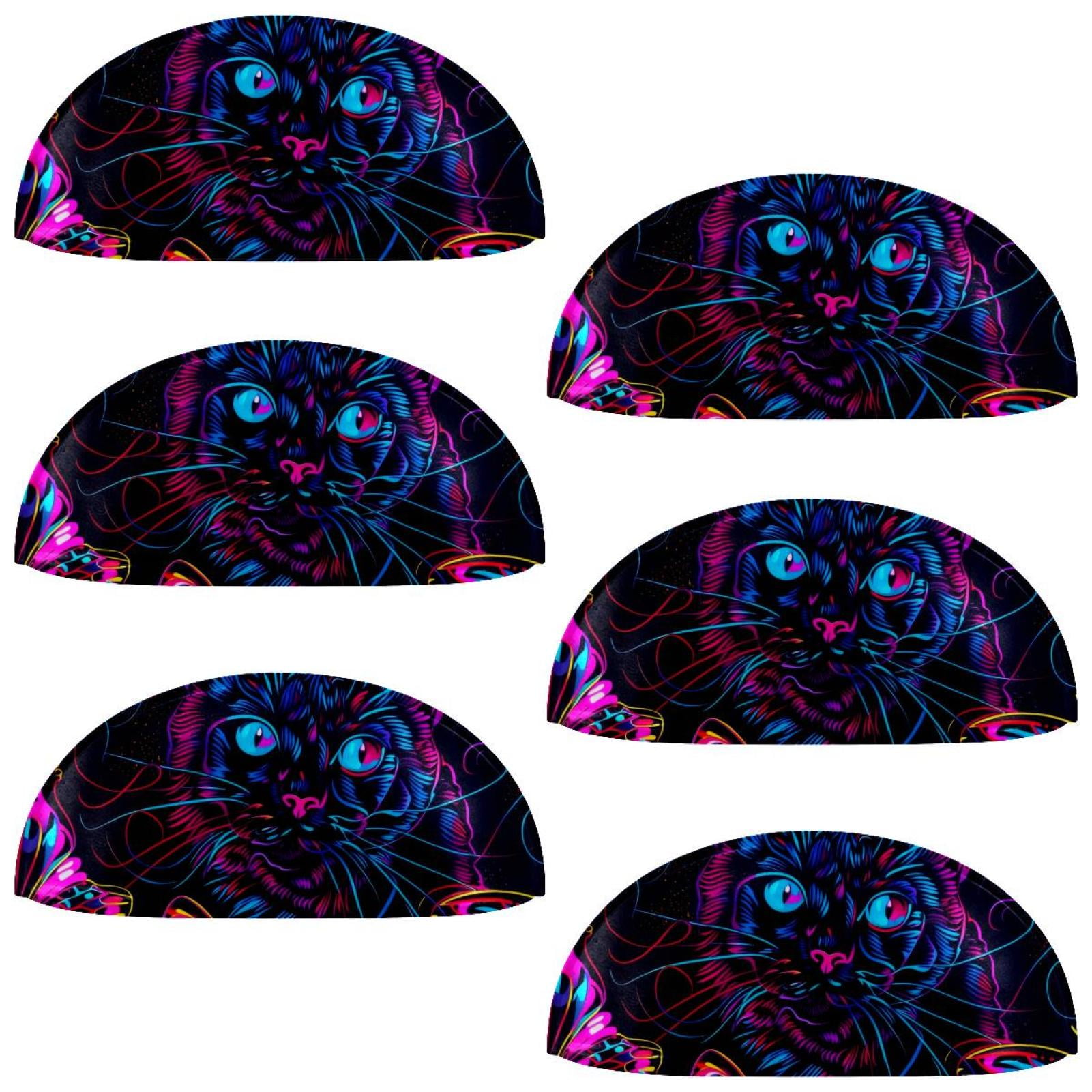 PhooArto 6 Pcs Cup Drawer Pulls, Neon Cat Butterflies Pattern Shell Shape Handles Cabinet Knobs for Dresser Cupboard Closet Wardrobe with Screws