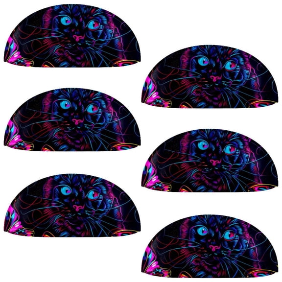 PhooArto 6 Pcs Cup Drawer Pulls, Neon Cat Butterflies Pattern Shell Shape Handles Cabinet Knobs for Dresser Cupboard Closet Wardrobe with Screws