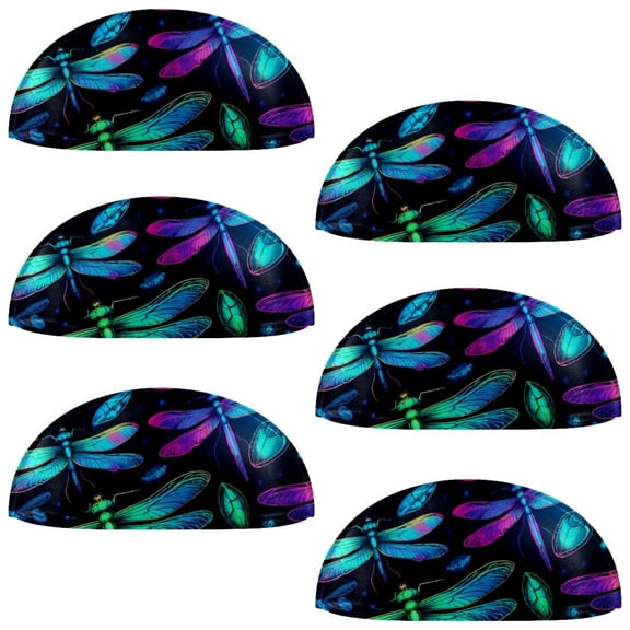 PhooArto 6 Pcs Cup Drawer Pulls, Neon Dragonfly Pattern Shell Shape Handles Cabinet Knobs for Dresser Cupboard Closet Wardrobe with Screws