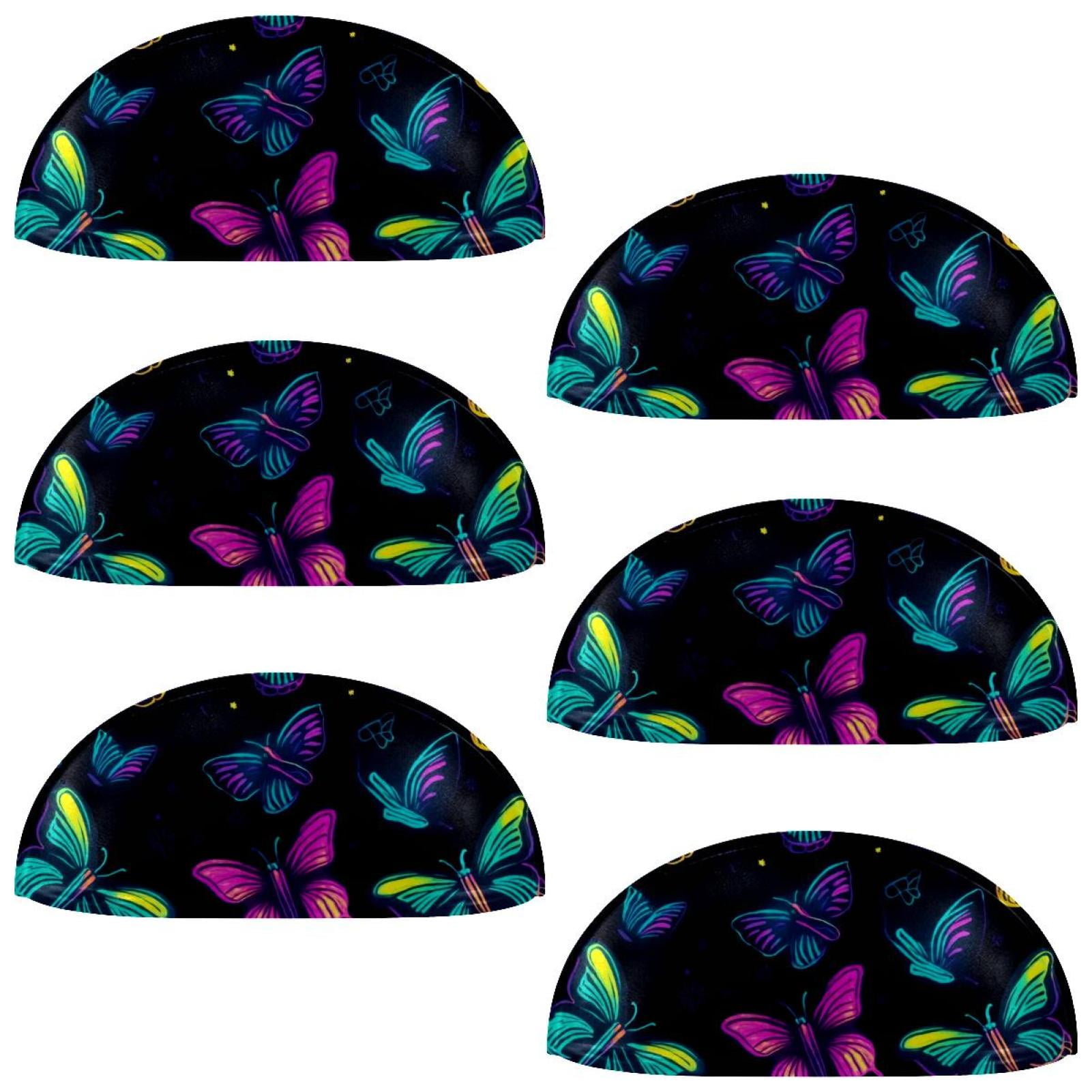 PhooArto 6 Pcs Cup Drawer Pulls, Neon Flying Butterflies Pattern Shell Shape Handles Cabinet Knobs for Dresser Cupboard Closet Wardrobe with Screws