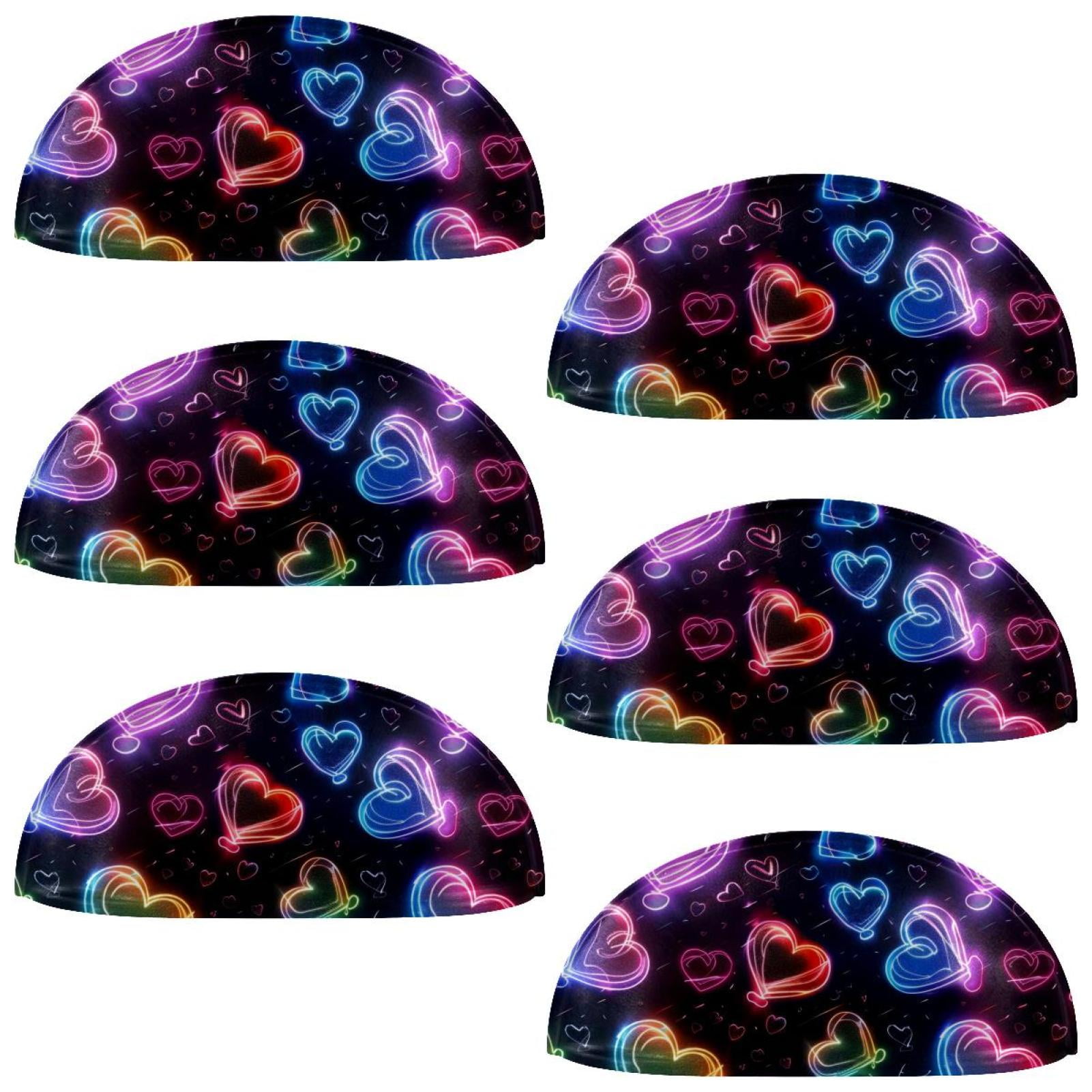 PhooArto 6 Pcs Cup Drawer Pulls, Neon Hearts Pattern Shell Shape Handles Cabinet Knobs for Dresser Cupboard Closet Wardrobe with Screws