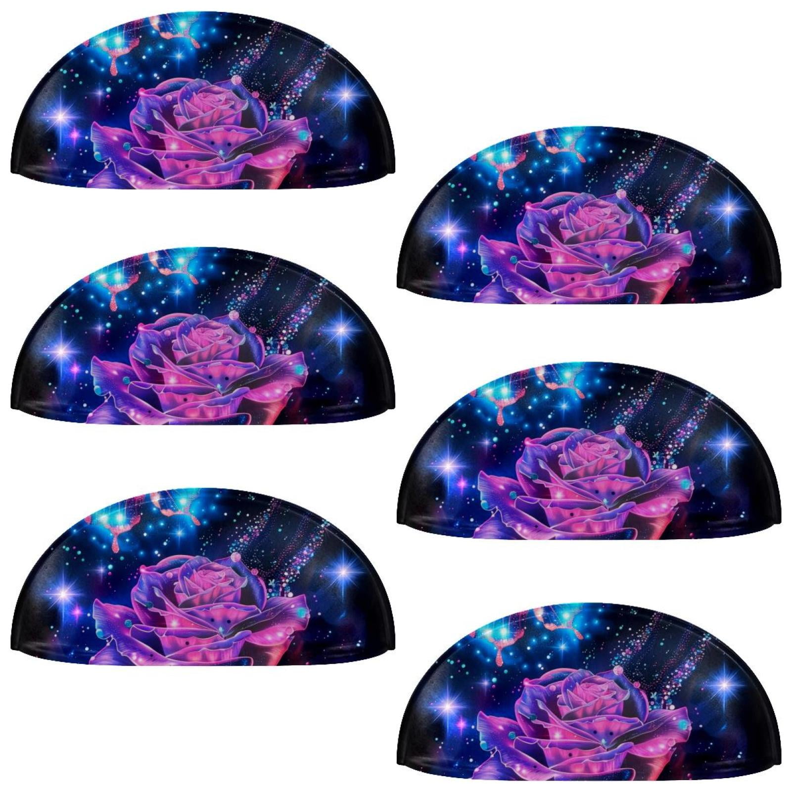 PhooArto 6 Pcs Cup Drawer Pulls, Neon Rose Glowing Stars Butterfly Shell Shape Handles Cabinet Knobs for Dresser Cupboard Closet Wardrobe with Screws