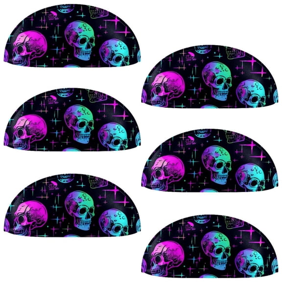PhooArto 6 Pcs Cup Drawer Pulls, Neon Skull Head Pattern Shell Shape Handles Cabinet Knobs for Dresser Cupboard Closet Wardrobe with Screws
