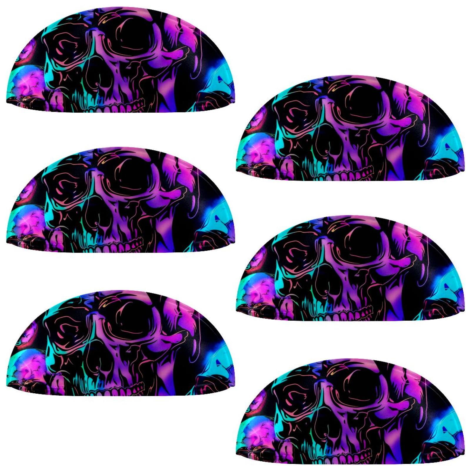 PhooArto 6 Pcs Cup Drawer Pulls, Neon Skull Head Shell Shape Handles Cabinet Knobs for Dresser Cupboard Closet Wardrobe with Screws