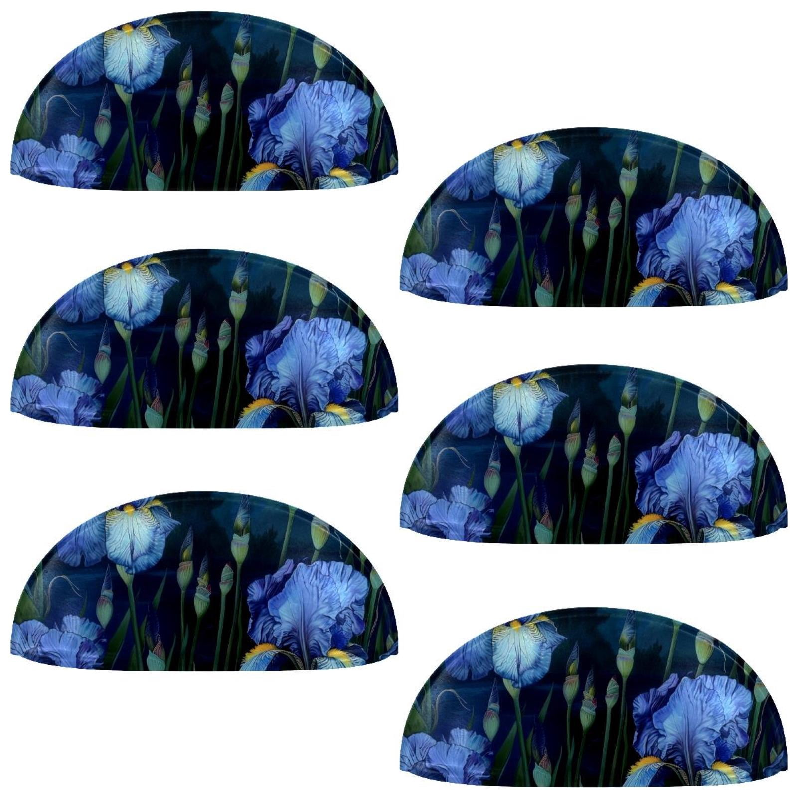 PhooArto 6 Pcs Cup Drawer Pulls, Night Irises Flowers Shell Shape Handles Cabinet Knobs for Dresser Cupboard Closet Wardrobe with Screws