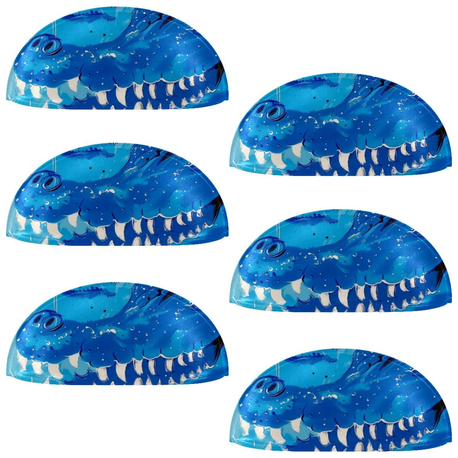 PhooArto 6 Pcs Cup Drawer Pulls, Ocean Blue Crocodile Pattern Shell Shape Handles Cabinet Knobs for Dresser Cupboard Closet Wardrobe with Screws