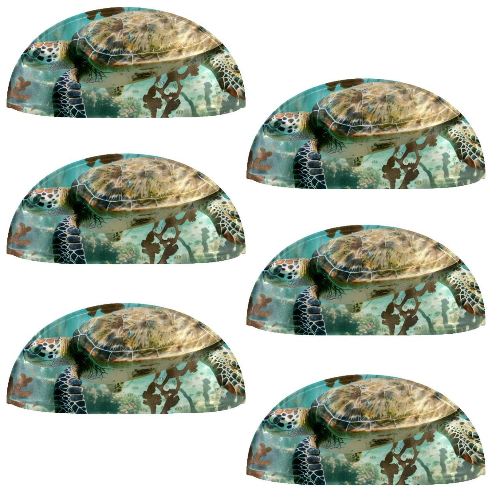PhooArto 6 Pcs Cup Drawer Pulls, Ocean Sea Turtle Swim Shell Shape Handles Cabinet Knobs for Dresser Cupboard Closet Wardrobe with Screws