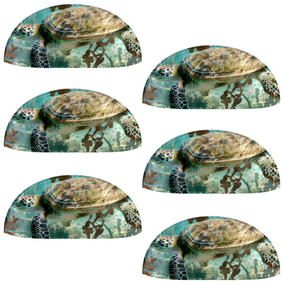 PhooArto 6 Pcs Cup Drawer Pulls, Ocean Sea Turtle Swim Shell Shape Handles Cabinet Knobs for Dresser Cupboard Closet Wardrobe with Screws