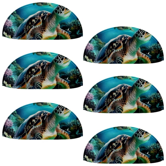 PhooArto 6 Pcs Cup Drawer Pulls, Ocean Swimming Sea Turtle Shell Shape Handles Cabinet Knobs for Dresser Cupboard Closet Wardrobe with Screws