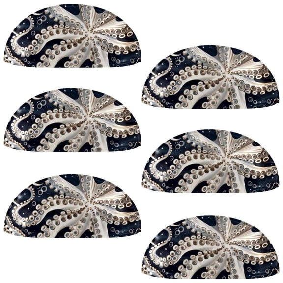 PhooArto 6 Pcs Cup Drawer Pulls, Octopus Feet Pattern Shell Shape Handles Cabinet Knobs for Dresser Cupboard Closet Wardrobe with Screws