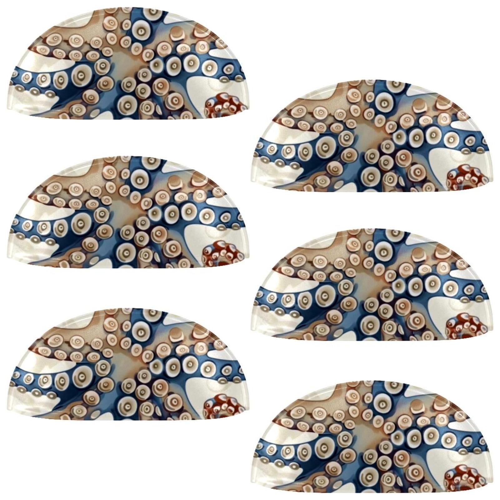 PhooArto 6 Pcs Cup Drawer Pulls, Octopus Feet Sea Pattern Shell Shape Handles Cabinet Knobs for Dresser Cupboard Closet Wardrobe with Screws