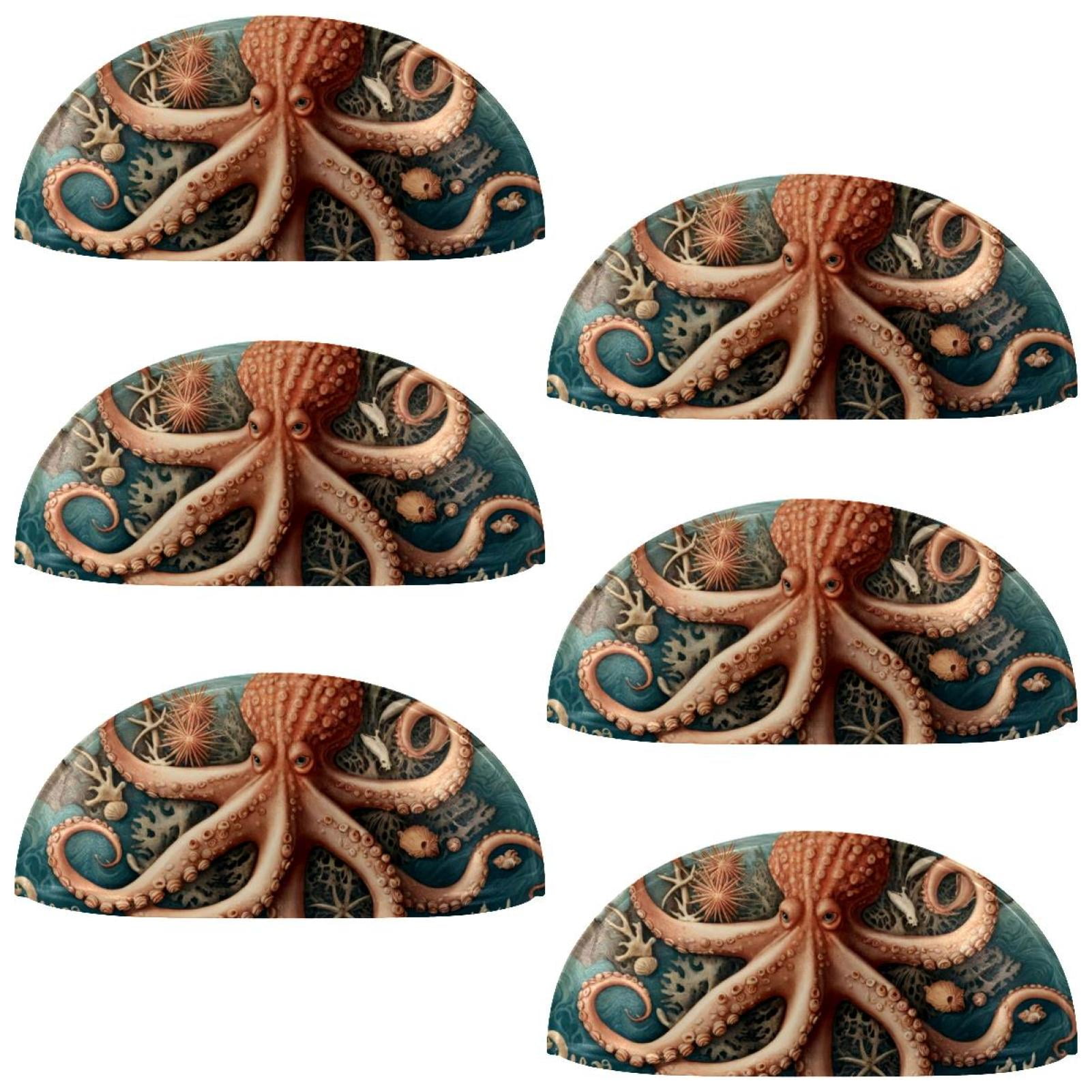 PhooArto 6 Pcs Cup Drawer Pulls, Octopus Vintage Map Book Shell Shape Handles Cabinet Knobs for Dresser Cupboard Closet Wardrobe with Screws