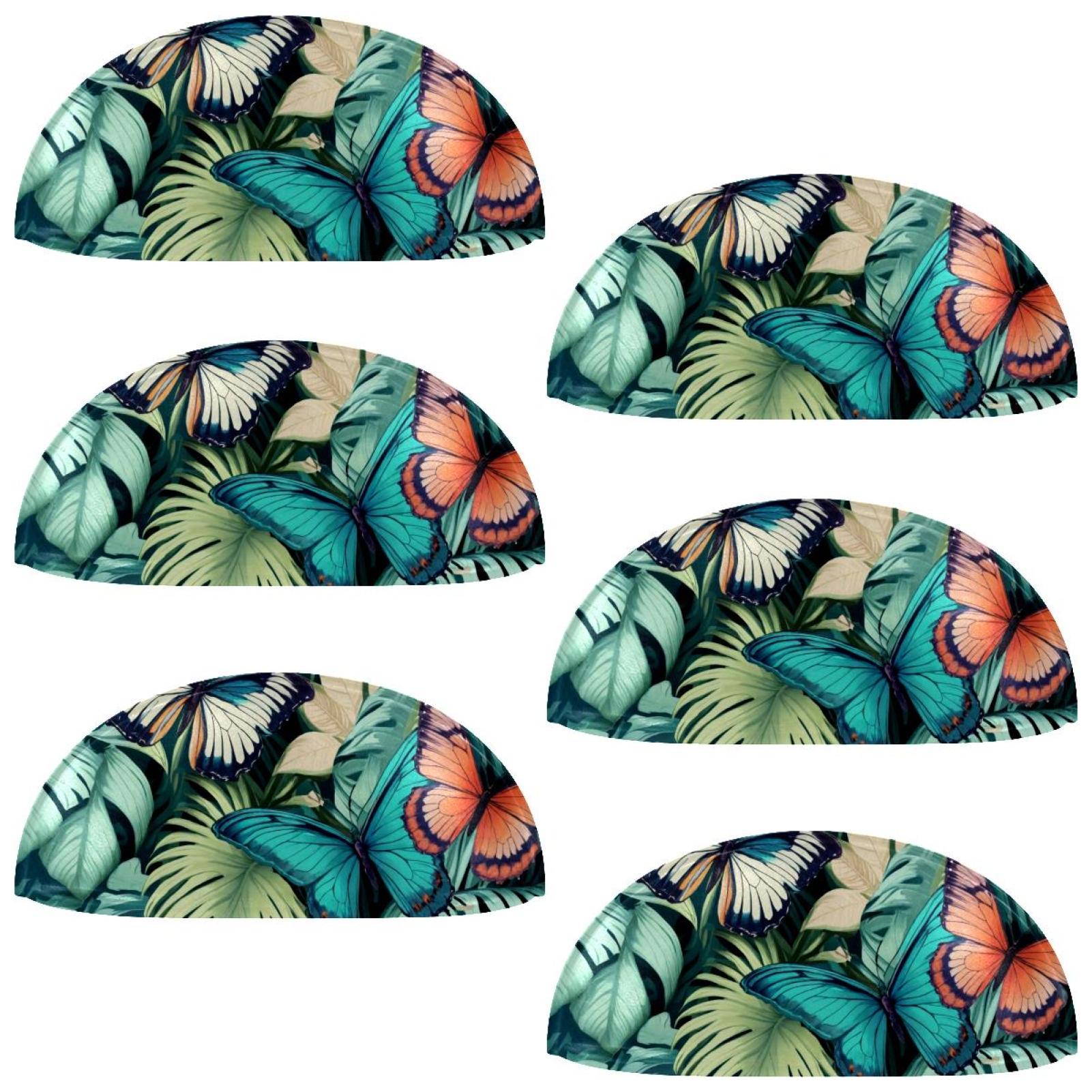 PhooArto 6 Pcs Cup Drawer Pulls, Palm Leaf and Butterflies Pattern Shell Shape Handles Cabinet Knobs for Dresser Cupboard Closet Wardrobe with Screws