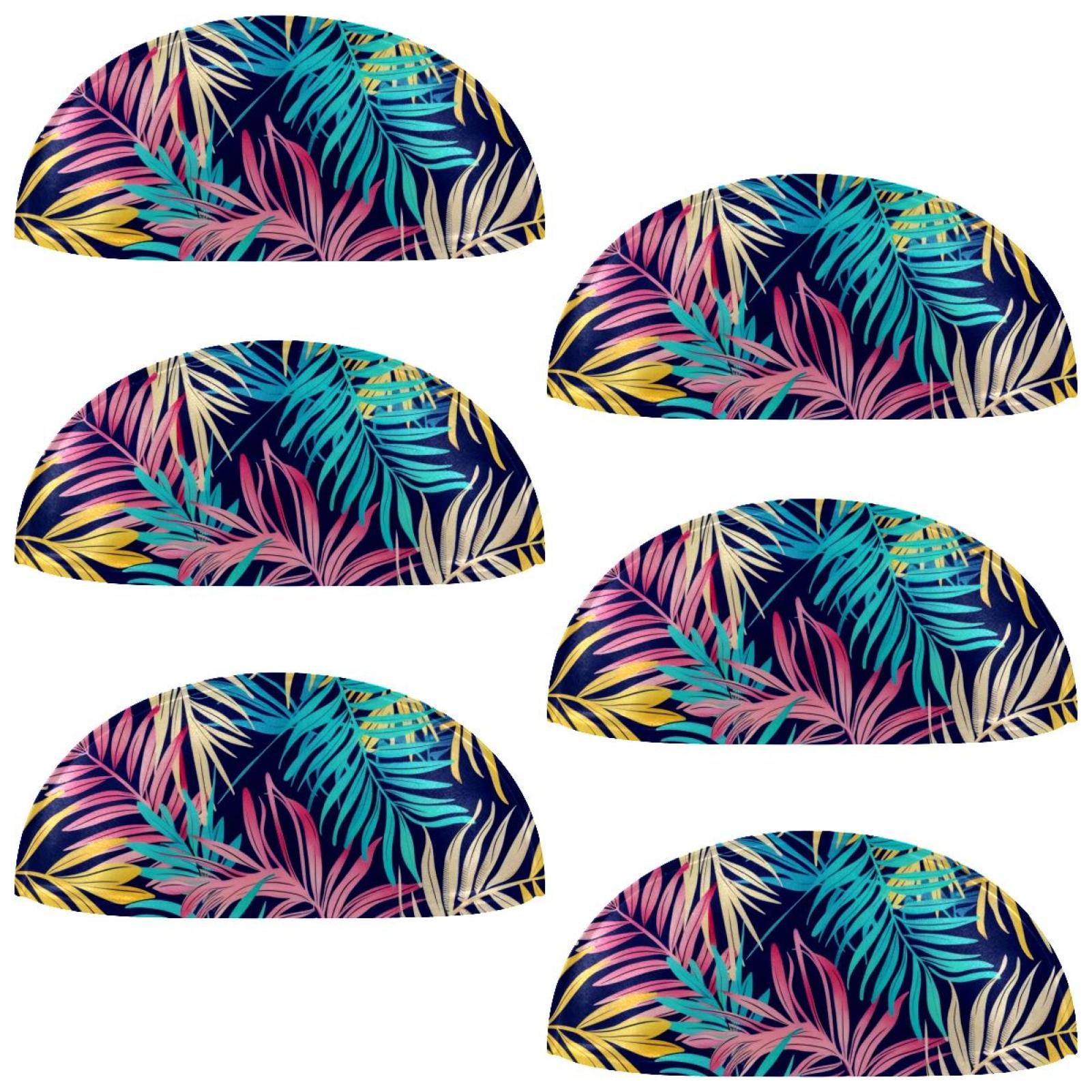 PhooArto 6 Pcs Cup Drawer Pulls, Palm Leaves Colorful Pattern Shell Shape Handles Cabinet Knobs for Dresser Cupboard Closet Wardrobe with Screws