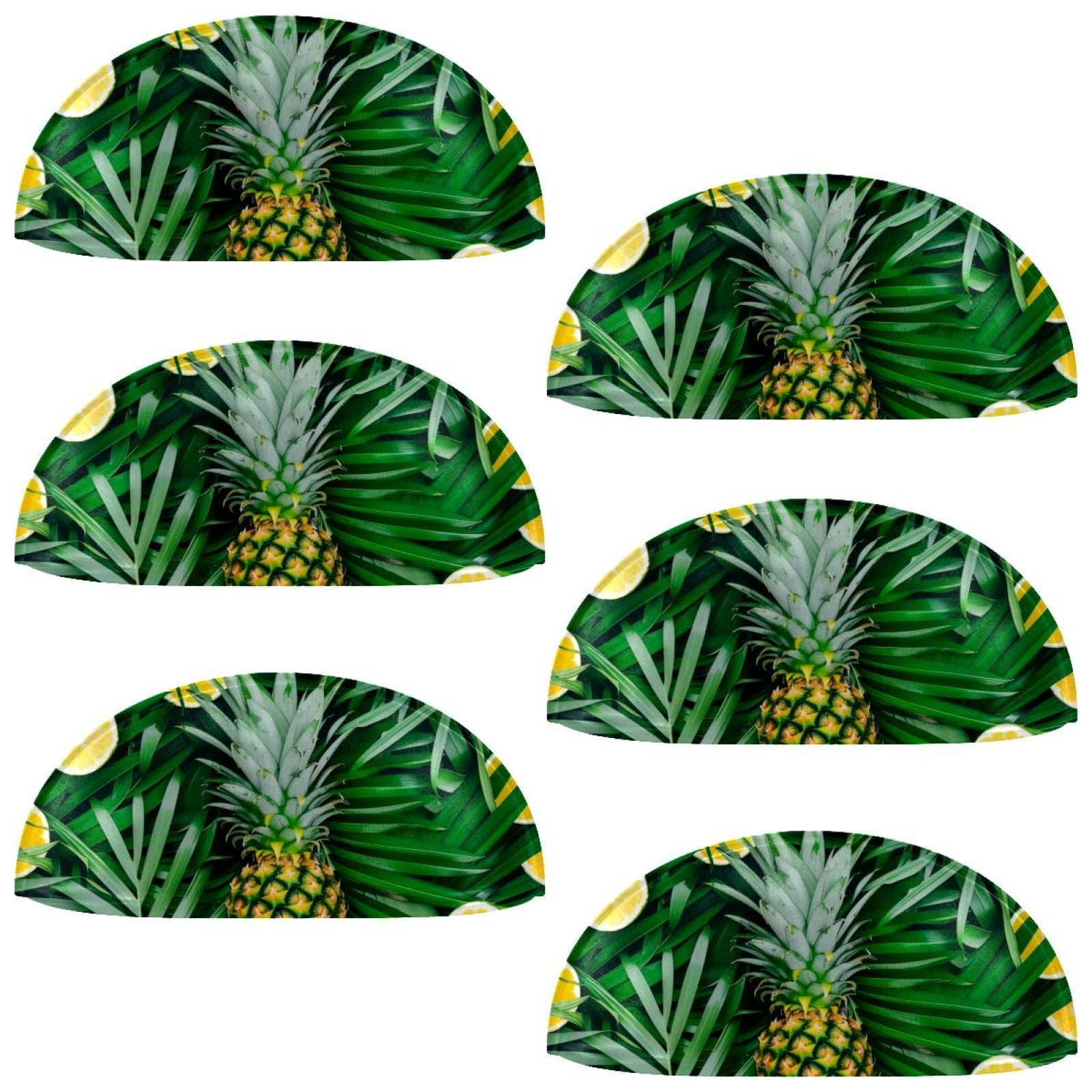 PhooArto 6 Pcs Cup Drawer Pulls, Palm Leaves Pineapple Pattern Shell Shape Handles Cabinet Knobs for Dresser Cupboard Closet Wardrobe with Screws
