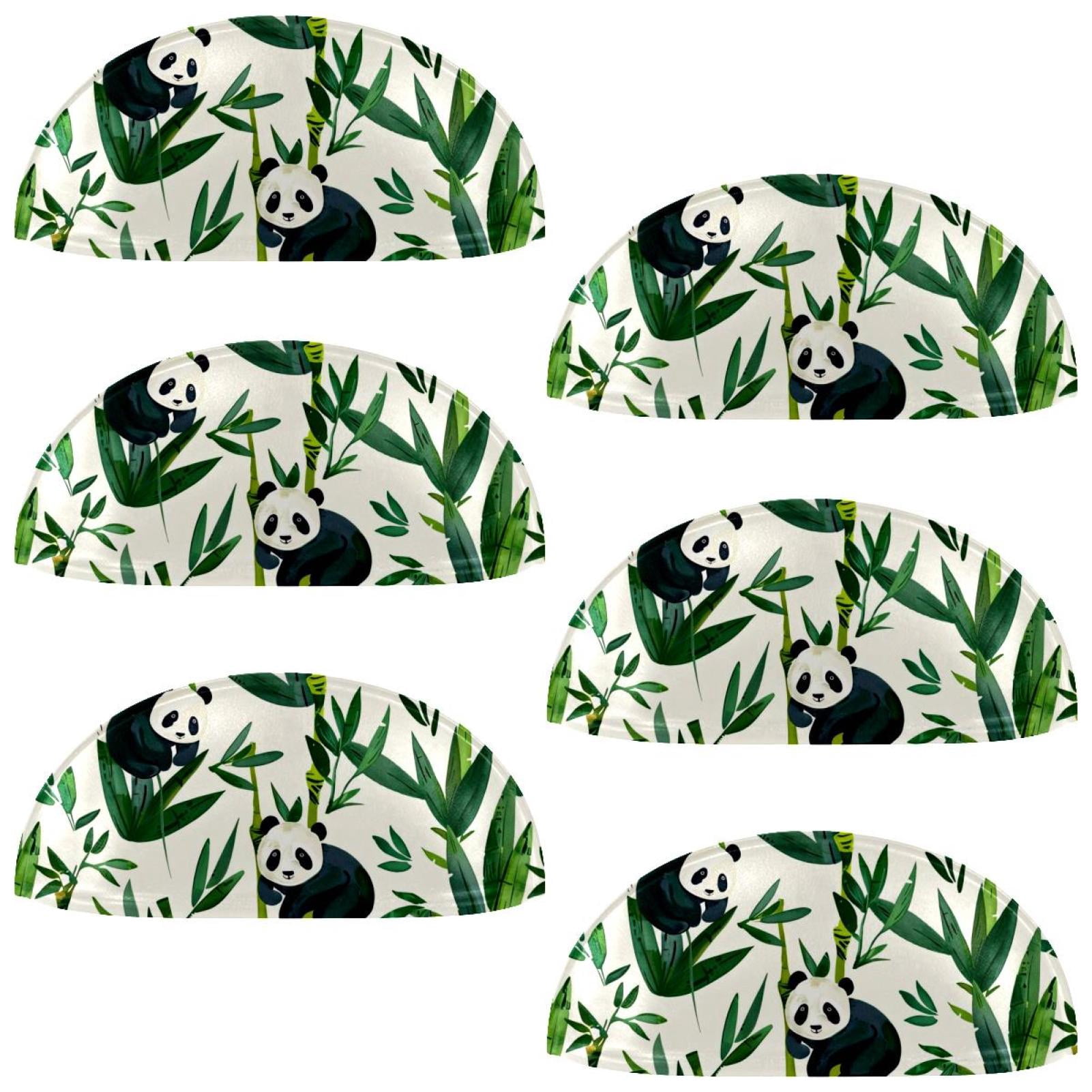 PhooArto 6 Pcs Cup Drawer Pulls, Panda Bamboo Pattern Shell Shape Handles Cabinet Knobs for Dresser Cupboard Closet Wardrobe with Screws